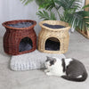 Maison en Rotin 2 Niveaux pour Chat – Lit & Griffoir 🐾 PawFectly