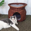 Maison en Rotin 2 Niveaux pour Chat – Lit & Griffoir 🐾 PawFectly