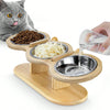 Gamelle 3 en 1 pour Chat – Bols Inclinés & Support Bois 🐾