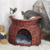 Maison en Rotin 2 Niveaux pour Chat – Lit & Griffoir 🐾 PawFectly